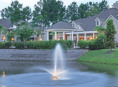 a fountain in a residential area in Goose Creek, South Carolina