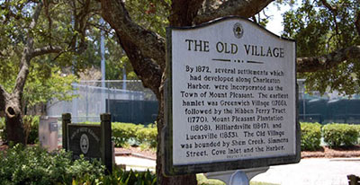 Old Village entrance sign in Mt Pleasant